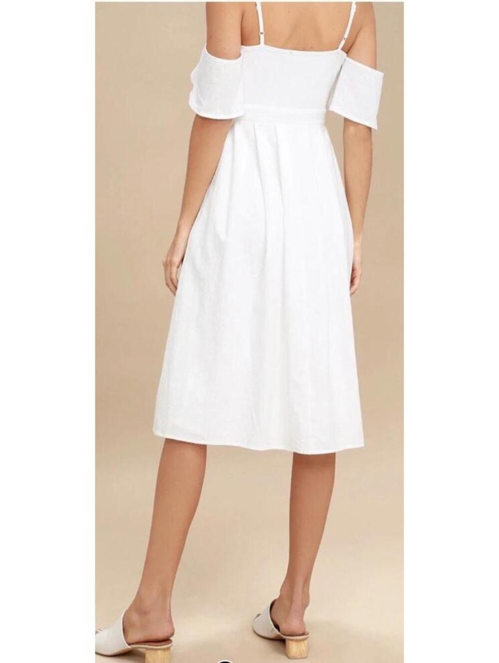 Lulus White Off-the-Shoulder Dress Sz XS Summer Coastal Cottagecore Beach retro